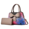 Elegante bolso de mujer con degradado y cartera de diseño con lazo y correa ajustable - Caqui