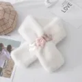 Donna inverno spessa peluche sciarpa incrociata dolce scaldacollo caldo con stelle - Bianco