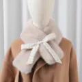 Donna sciarpa peluche inverno carino fiocco a quadri spesso caldo scaldacollo moda elegante - colore tè al latte