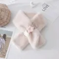 Sciarpa invernale incrociata in peluche soffice da donna, scaldacollo morbido e caldo con stella. - Albicocca