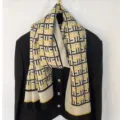 Donna moda sciarpa stampata geometrica stile di lusso elegante scialle inverno foulard - Linee Gialle con Bordo Nero