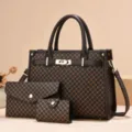 Set di borse da donna stampate eleganti, grande borsa a tracolla per madri alla moda. - Argyle Caffè