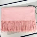 Pink imitation cashmere winter scarf, soft warm long tassel shawl for women variant. - Heather Snow Bud