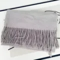 Grey imitation cashmere scarf with fringe, soft warm winter tassel shawl variant item. - Heather Light Grey