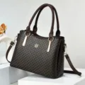 Borsa a mano vintage marrone da donna con motivo, doppi manici e tracolla per autunno inverno. - L29xH21xP13cm / Stile 1