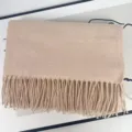 Cozy solid color faux cashmere winter scarf for women, warm thick long fringed shawl. - Mixed Camel
