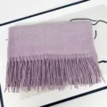 Lavender imitation cashmere scarf with tassels, soft and warm for autumn and winter daily wear. - Heather Taro Purple