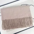 Solid color heather imitation cashmere scarf variant, soft warm winter tassel shawl for women. - Heathered Khaki