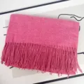 Pink tassel imitation cashmere scarf variant, soft and warm winter thick shawl for women. - Heather Rose Red