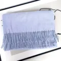 Cozy solid color cashmere-feel tassel scarf for women, warm winter fashion accessory. - Mixed Light Blue