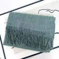 Soft solid color speckled imitation cashmere scarf women autumn winter warm long tassel shawl - Heather Dark Green