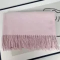 Pink imitation cashmere scarf with fringe, cozy winter warm long shawl for women. - Heather Light Pink