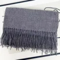 Cozy marled cashmere-feel winter scarf for women, thick warm tassel shawl and wrap accessory. - Mixed Black Gray