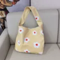 Korean style retro floral canvas shoulder bag women casual large capacity tote underarm bag - Yellow Floral