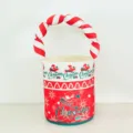 Christmas candy bucket bag with padded handle red white festive gift bag for kids storage. - Christmas Snowflake