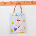 Cute canvas handbag for women summer cartoon rabbit print tote bag blue small phone pouch new - Lemon Rabbit - Colorful Handbag