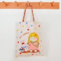 Cute cartoon printed canvas handbag casual portable tote bag for women and students - Polka Dot Girl Rabbit - Colorful Handbag