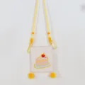 Bonito bolso bandolera de lona para teléfono con estampado de pastel y correa amarilla. - Beige - Pastel Pequeño