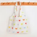 White Canvas Tote Bag with Colorful Bow Print Casual Daily Shoulder Bag for Women - White Bow