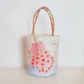 Canvas Tote Bag Pink Cat Print Beaded Handle Cute Casual Handbag for Daily Shopping - Spotted Cat