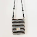 Autumn winter plush crossbody bag for women, cute striped mini phone bag, casual shoulder bag. - Blue Stripe