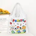 Cute grid tote bag with cartoon animal print and letter tomato casual shoulder bag - Light Blue Plaid