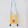Bolso cruzado de lona amarilla para niños, lindo bolso pequeño con estampado boba modelo. - Amarillo - Jugo