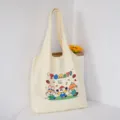 Cute Cartoon Print Canvas Tote Bag Casual Large Capacity Single Shoulder Bag Beige - Tomato Puppy Vest Bag / Beige