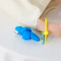 Canvas bucket bag with blue knot pendant and pink handle cute design daily handbag variant - Blue Knot Pendant
