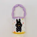 Cute polka dot cat print kids handbag children cute portable flannel storage gift tote bag - Purple-Yellow Black Rabbit