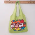 Light green canvas tote bag for women, large capacity cute cartoon shoulder handbag style. - Green-Three Dogs Vest Bag