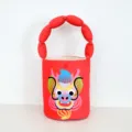 Red cartoon dragon bucket bag with padded handle, festive shoulder handbag for women. - Dragon Padded Bag / Red