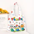 Cute Cartoon Canvas Tote Bag Large Capacity Casual Shoulder Bag for Women Daily Travel - Polka Dot-Tomato Vest Bag