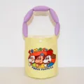 Cute cartoon canvas bucket bag with purple padded handle, casual large capacity handbag. - Yellow-Three Dogs Padded Bag