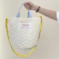 Quilted bucket shoulder bag for women cute heart pattern tote casual crossbody handbag - Quilted Heart Bag / Beige