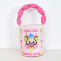 Pink cartoon dragon bucket bag with puffy strap, cute New Year kids handbag and purse. - Dragon Padded Bag / Pink