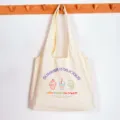 Beige canvas tote bag large capacity casual daily shoulder bag with summer print. - Canvas Vest Bag / Cake and Milk Tea