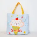 Cute ice cream canvas tote bag with yellow handles, casual cartoon shoulder bag for summer. - Ice Cream - Small Handbag