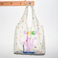 Cute canvas tote bag with colorful polka dots and cat print, casual large capacity shoulder bag. - GO Color Polka Dot Cat Vest Bag