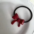 Coletero de acetato burdeos con lazo elegante soporte de cola de caballo para peinados - Rojo