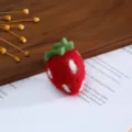 Handmade wool felt strawberry DIY charm accessory for hair clips and hat decoration. - Dark Red Strawberry