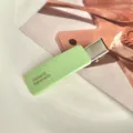 Close-up detail view of a candy green square acetate hair clip with metal duckbill clip design. - 5cm / Green