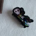 Pinza de pelo de acrílico negro con lindo diseño de esqueleto, detalle de estilo trendy. - Pinza Calavera Dibujos / 8.5cm / Negro