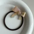 Acetate bow hair tie rubber band, elegant brown hair rope variant for daily wear. - Multi-color