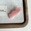 Pinza de pelo rosa de acrílico con diseño ondulado, bonito clip de pico de pato dulce. - Rosa-4cm