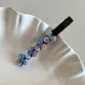 Detalle de pinza de pelo de pico de pato de acetato de celulosa floral, accesorio elegante. - 8.5cm / Azul Rosa