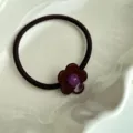 Joli élastique à cheveux floral pour femme, petit anneau à fleurs polyvalent pour queue. - Rouge Foncé