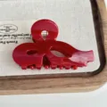 Pinza de pelo con lazo de acetato rojo para mujer, accesorio elegante para uso diario. - 6cm / Rojo