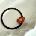Precioso coletero pequeño de flor roja bonita coleta soporte para cabello vista de detalle - Rojo