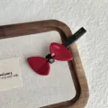 Elegante pinza de pelo con lazo rojo, broche brillante de pico de pato para mujeres. - 6.5CM / Rojo